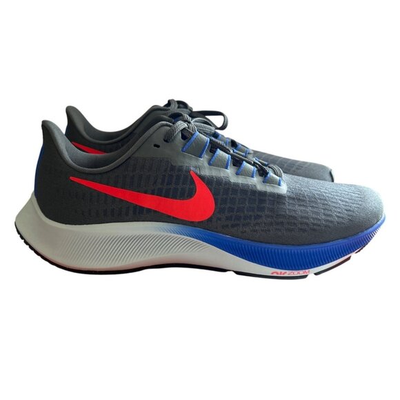 Nike Air Zoom Pegasus 37 Running Shoes Size 10 Grey/Blue/Red Breathable Mesh - Picture 3 of 13